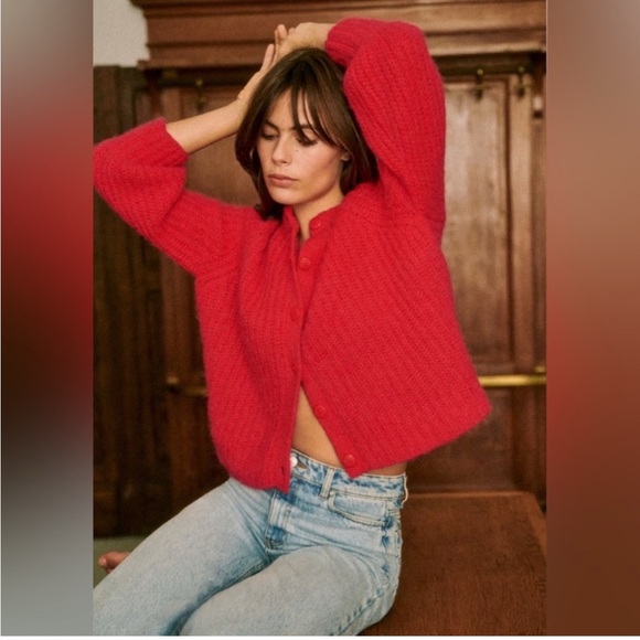 Sezane Sweaters - Sézane Red Emile cardigan